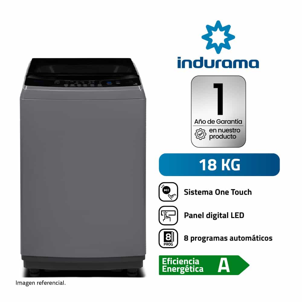LAVADORA AUTOMÁTICA INDURAMA LRI-18DGR 18KG GRIS OSCURO - 1