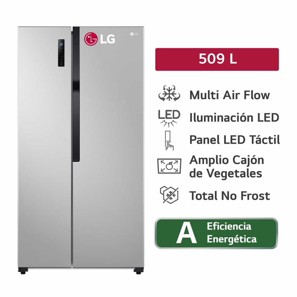 REFRIGERADORA LG LS51BPP 509L MULTI AIR FLOW SIDE BY SIDE PLATEADA - 1