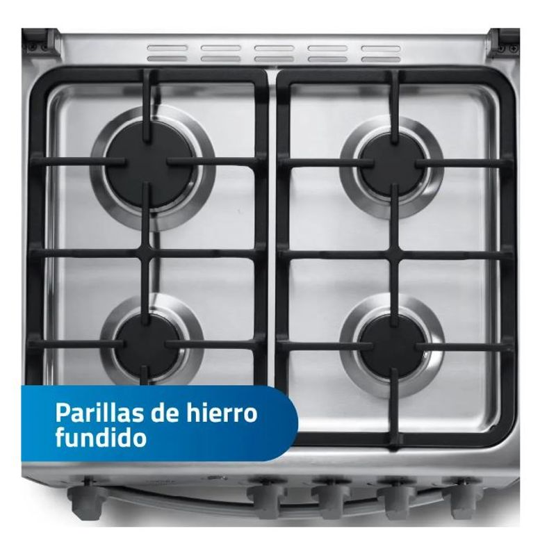 COCINA GAS INDURAMA CORUÑA QZ CROMA 4 HORNILLAS - 3