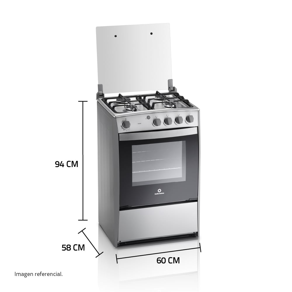 COCINA GAS INDURAMA CORUÑA QZ CROMA 4 HORNILLAS - 8