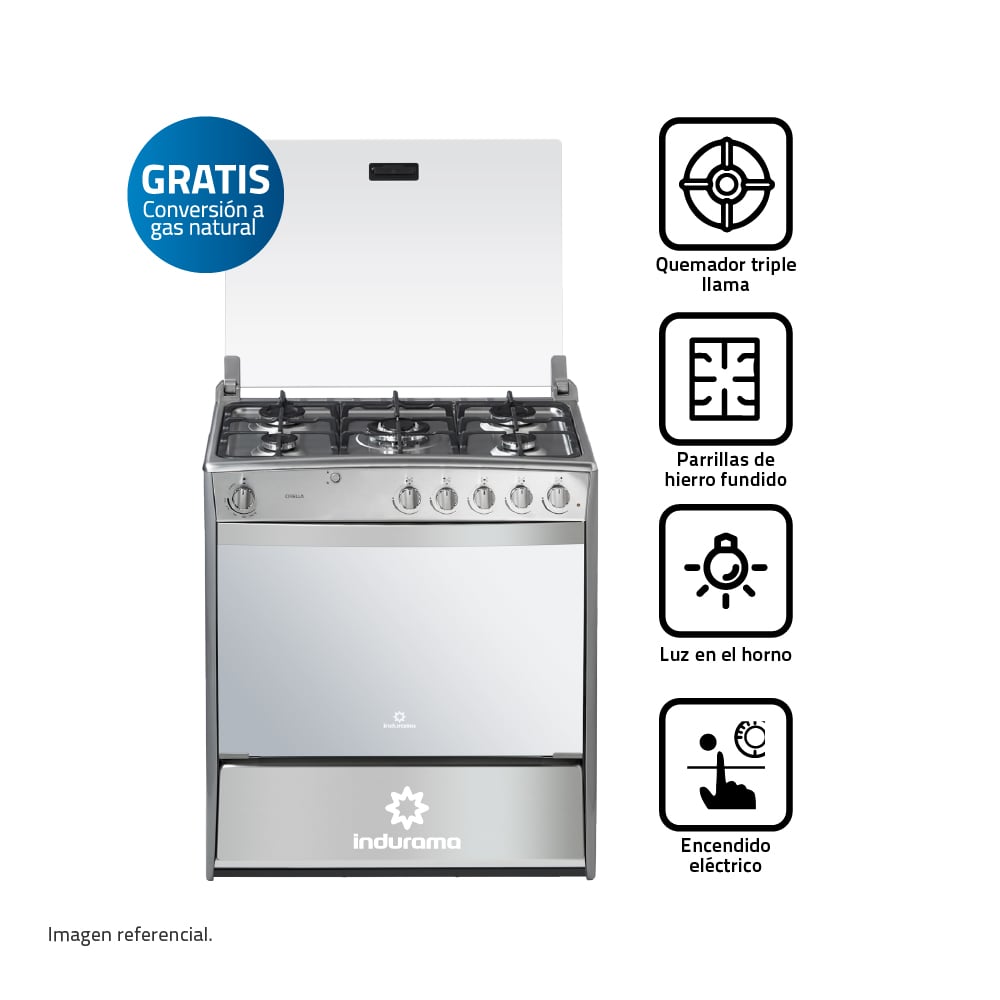 COCINA GAS CIRELLA ZAFIRO 30 CROMA 5 HORNILLAS - 2