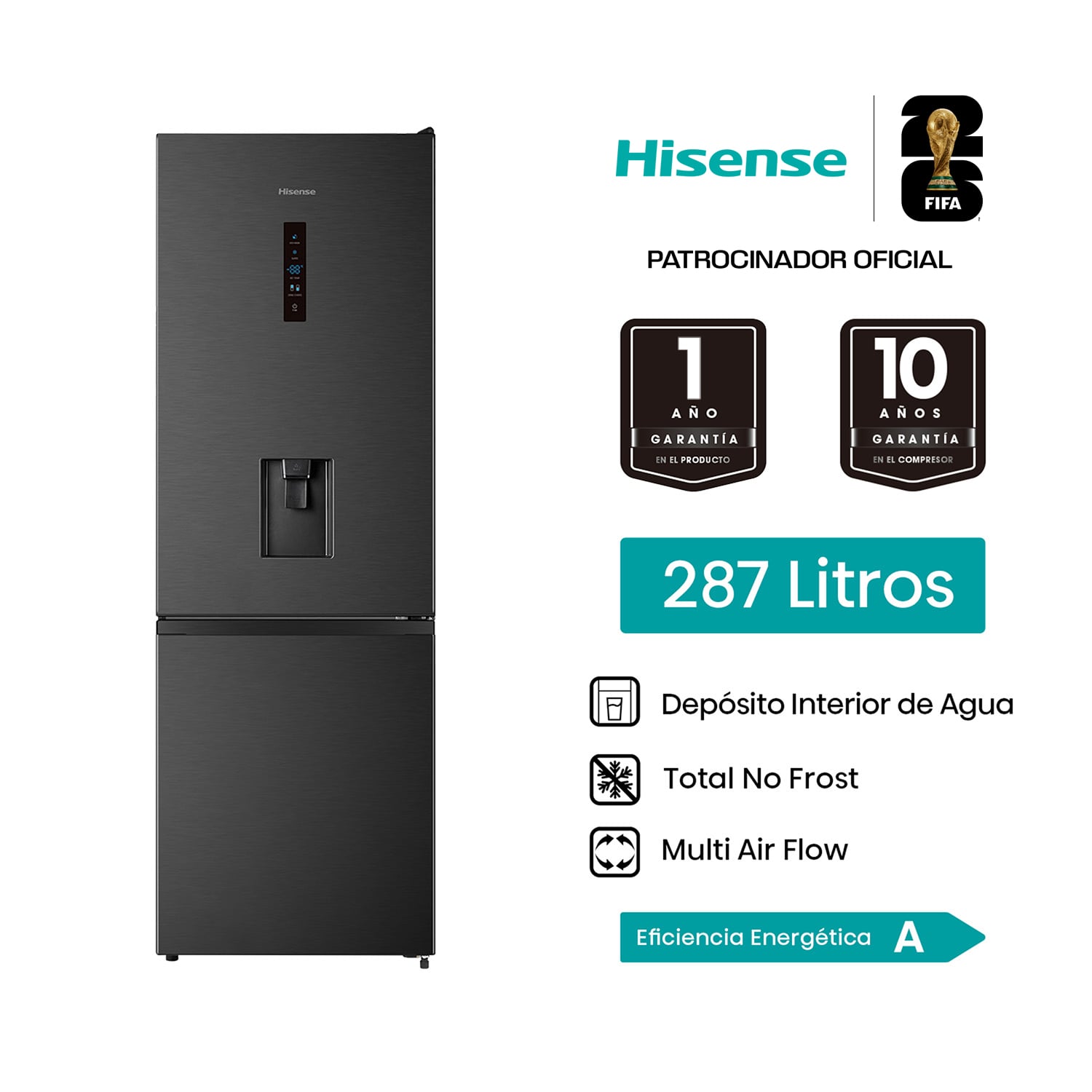 REFRIGERADORA HISENSE 287L RB286N1MBA C/D NEGRO - 1