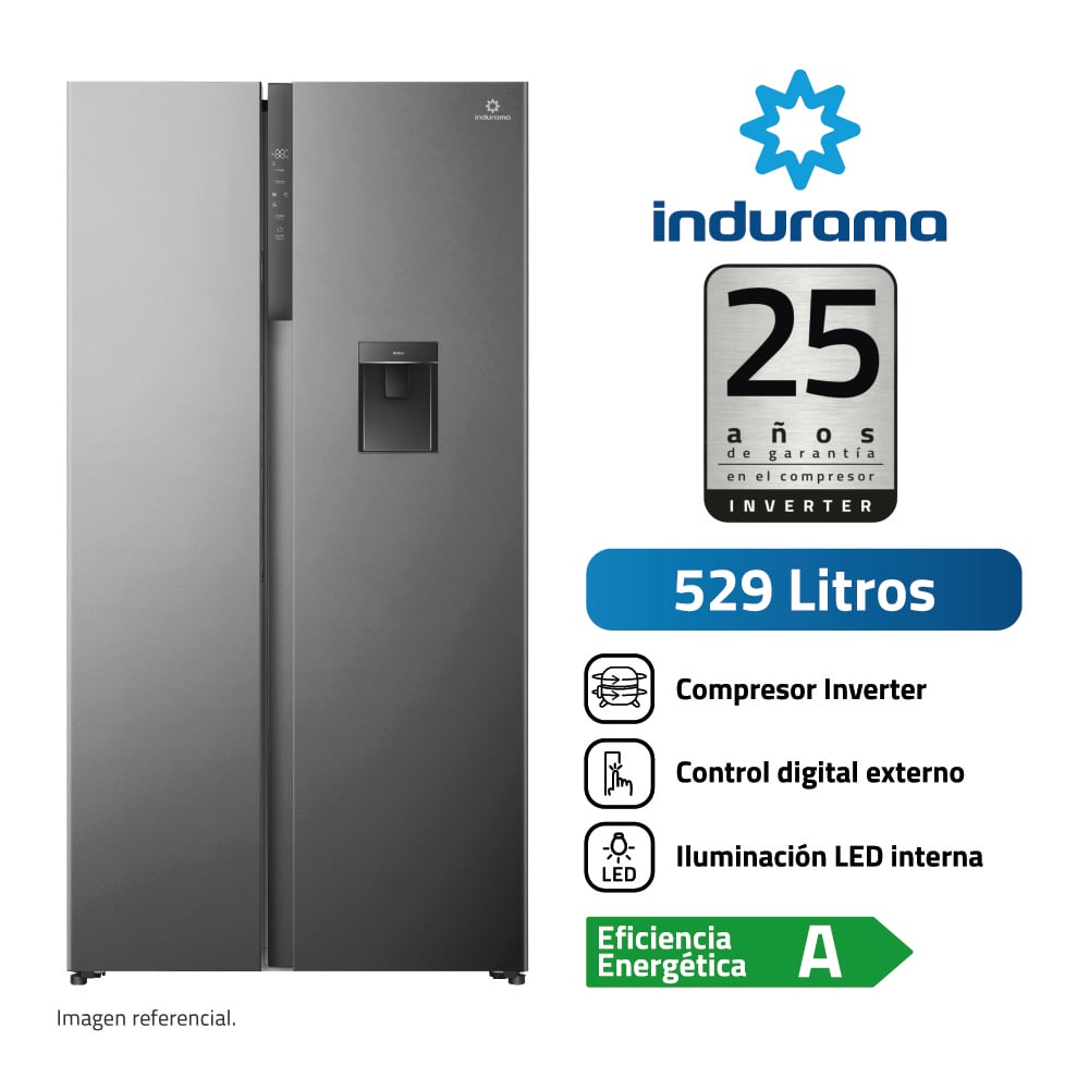 REFRIGERADORA SIDE BY SIDE INDURAMA 529L RI-795DI C/D CROMA - 1