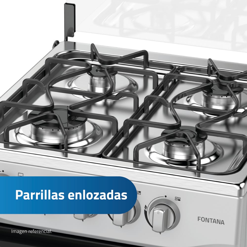 COCINA INDURAMA FONTANA 20' 4 HORNILLAS GRIS - 5