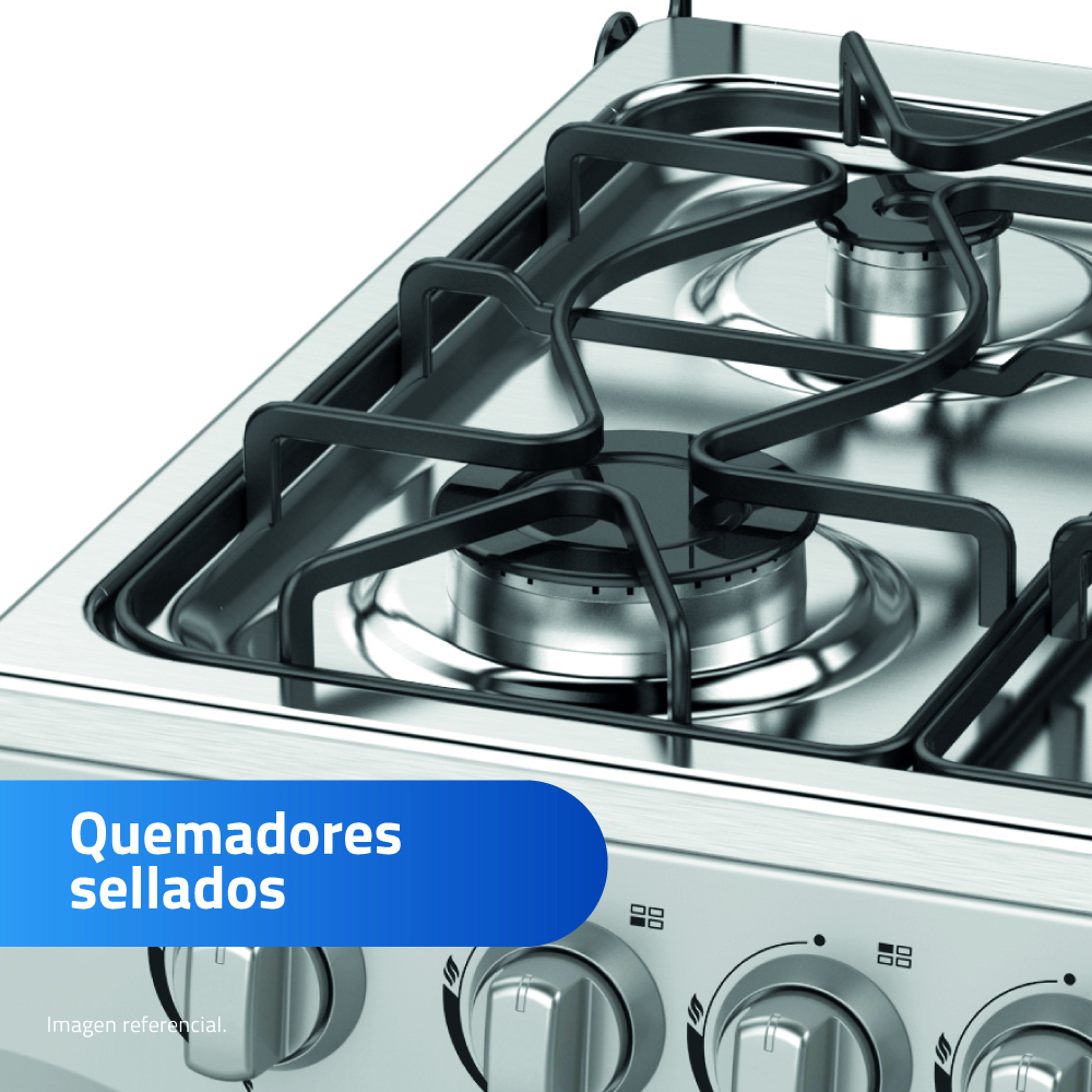 COCINA INDURAMA FONTANA 20' 4 HORNILLAS GRIS - 6