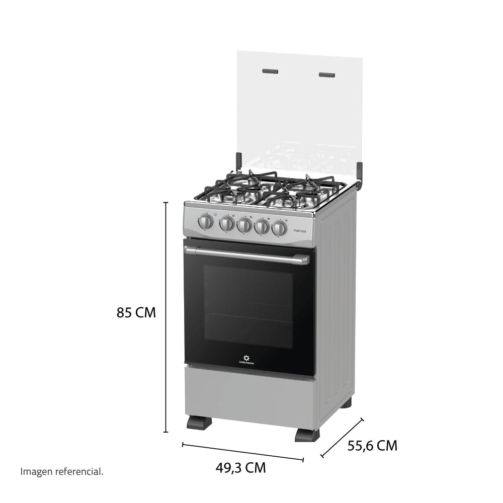 COCINA INDURAMA FONTANA 20' 4 HORNILLAS GRIS - 7