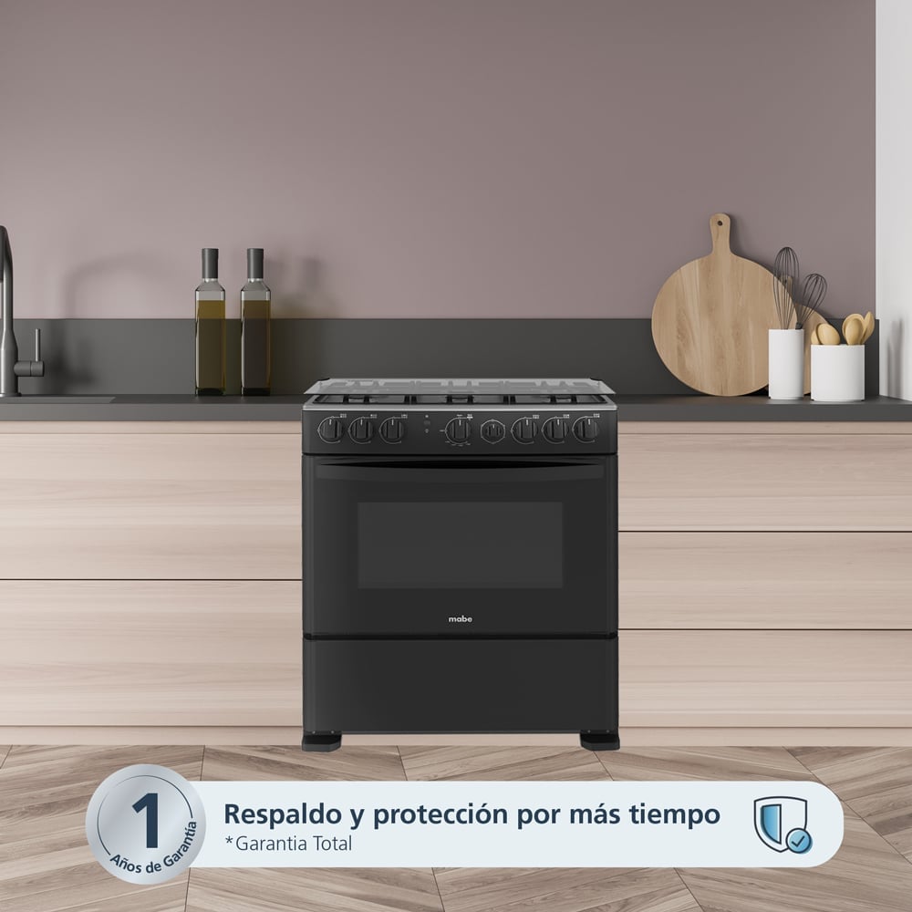 COCINA A GAS MABE CMP3020FN1 30' 6 HORNILLAS NEGRO - 3