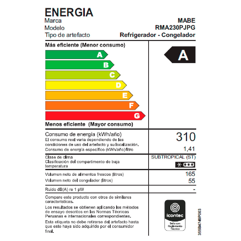 REFRIGERADORA MABE 220L RMA230PJPG GRAFITO - 8