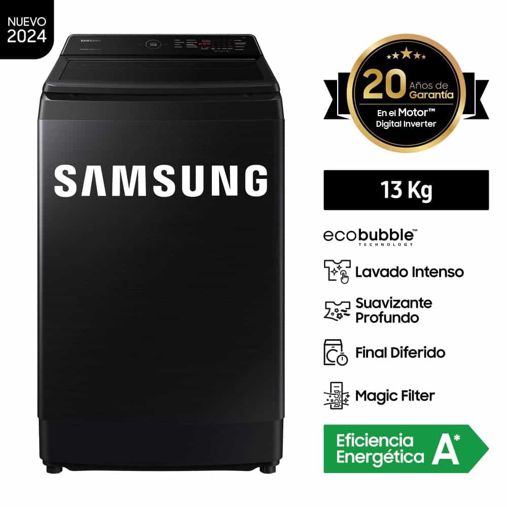 LAVADORA ECOBUBBLE SAMSUNG WA13CG5441BVPE 13 KG NEGRO - 1