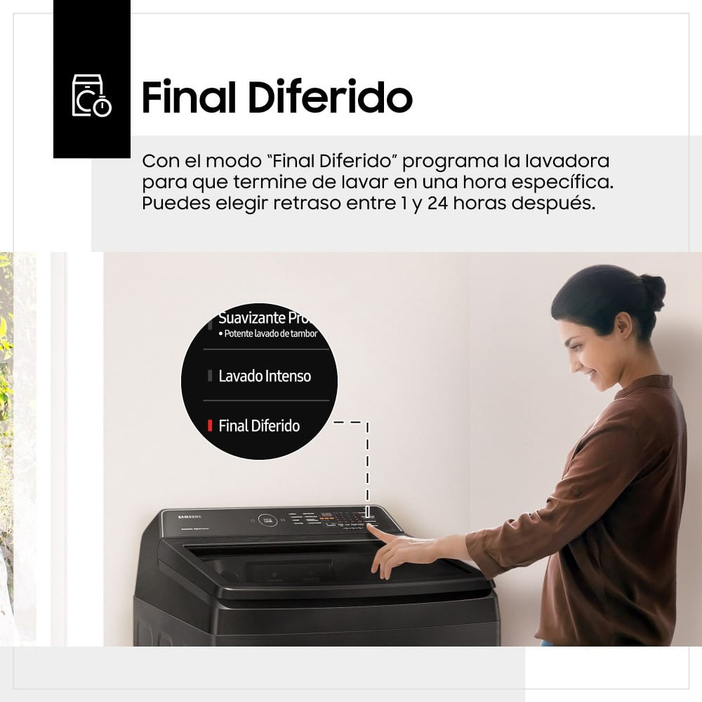LAVADORA ECOBUBBLE SAMSUNG WA13CG5441BVPE 13 KG NEGRO - 7