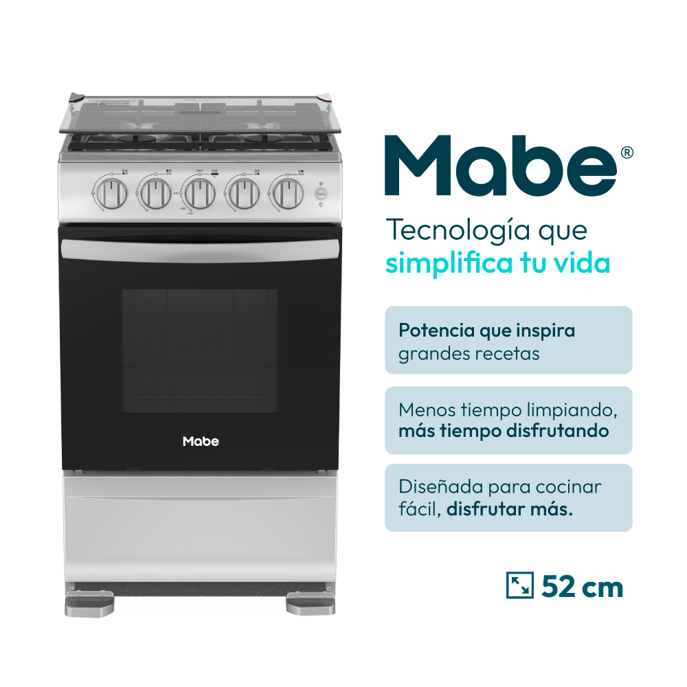 COCINA MABE EMP5120GP2 20' GRAFITO 4 HORNILLAS - 2