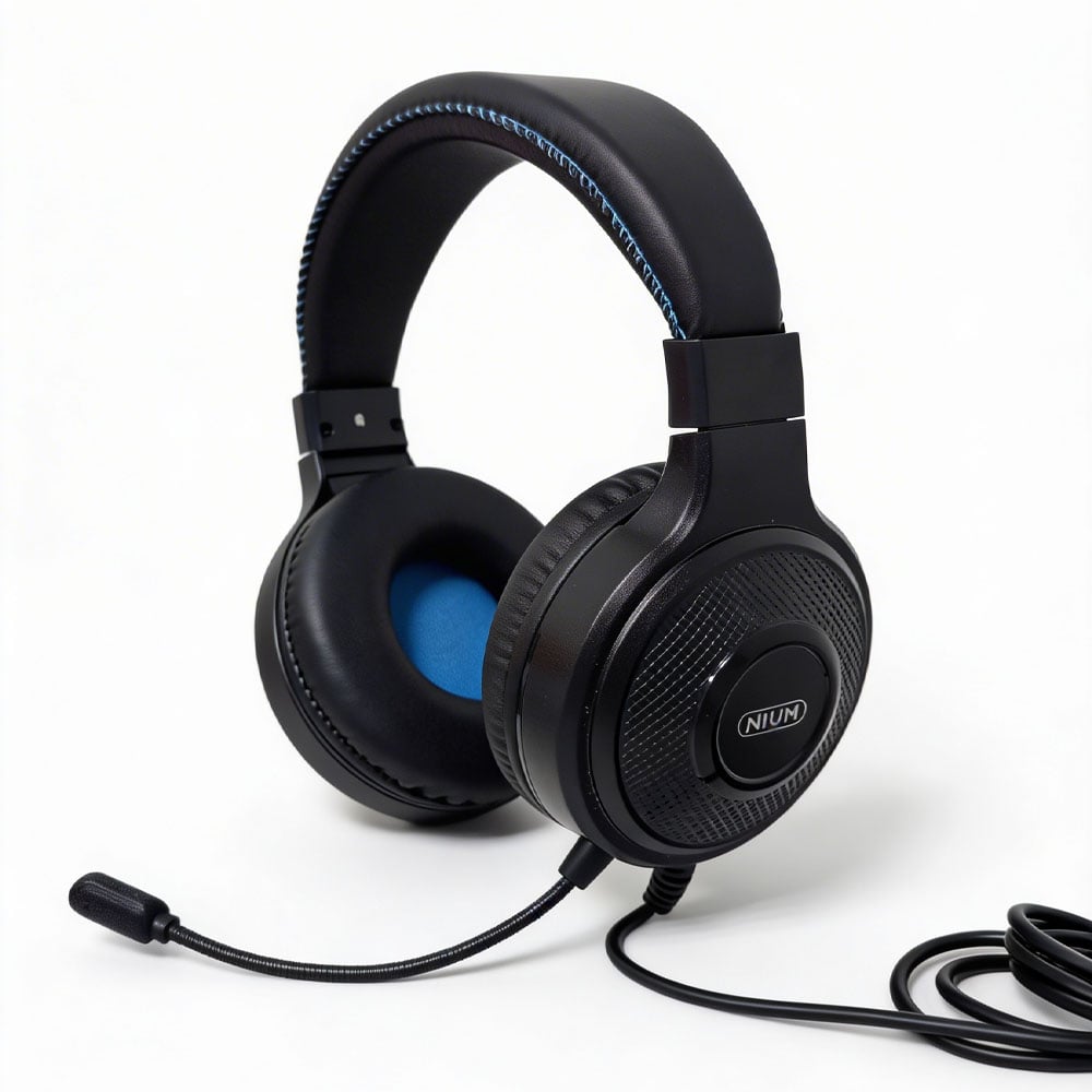 AUDÍFONOS ON EAR CON MICRÓFONO 3.5MM CABLE 2M NIUM 4001 NEGRO - 2