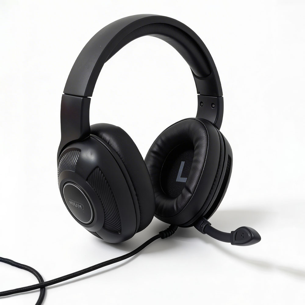 AUDÍFONOS OVER EAR GAMER CON MICRÓFONO Y LUCES RGB NIUM 5004 NEGRO - 2