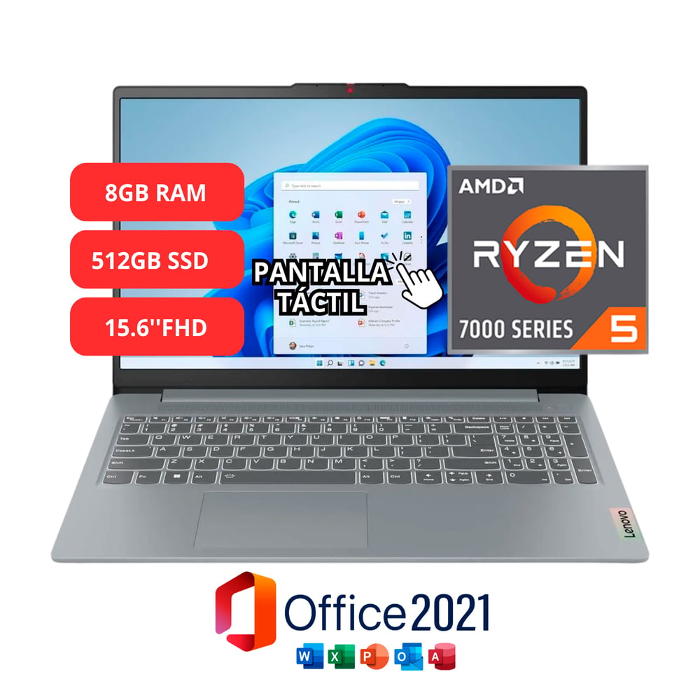 LAPTOP LENOVO RYZEN 5-7520U 15.6' 512GB SSD 8GB RAM WIN11 + OFFICE 2021 - 1