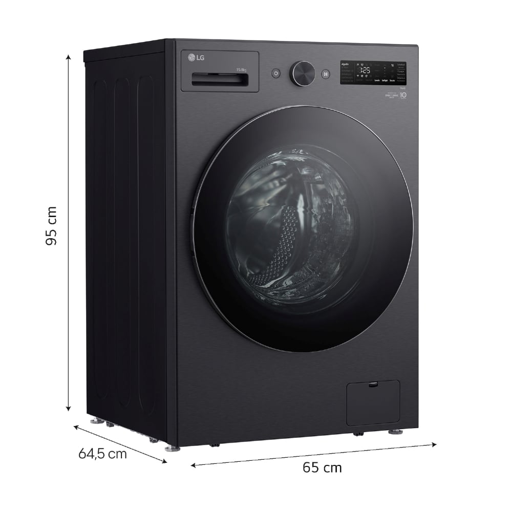 LAVASECA AUTOMÁTICA LG WD15EBNTSPG 15KG LAVADO / 8KG SECADO CARGA FRONTAL NEGRO - 2