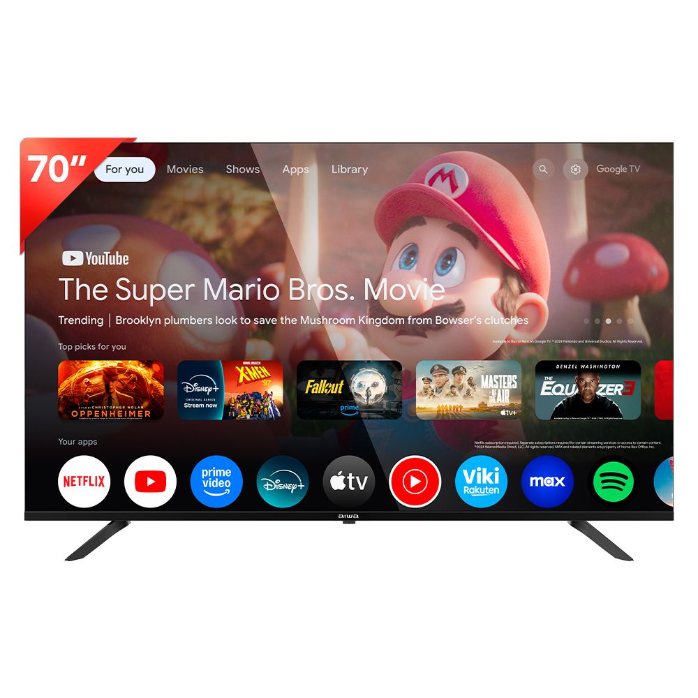 COMBO TELEVISOR SMART AIWA 70' 4K UHD QLED GOOGLE TV AW-70B4QFG + BARRA DE SONIDO AIWA AWSBH20 40W - 2