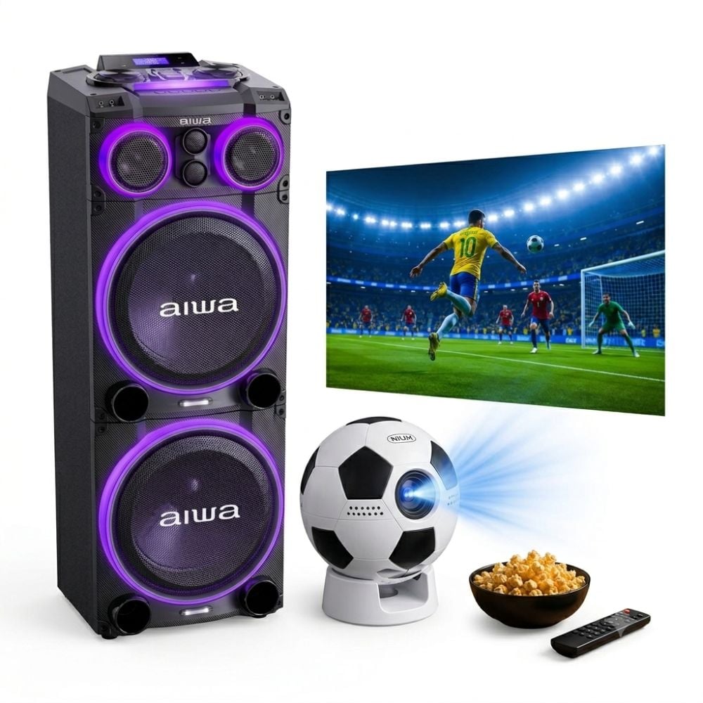 COMBO ONE BOX AIWA AWPOC15 4000W + PROYECTOR INTELIGENTE NIUM GOL VISION 720P - 1
