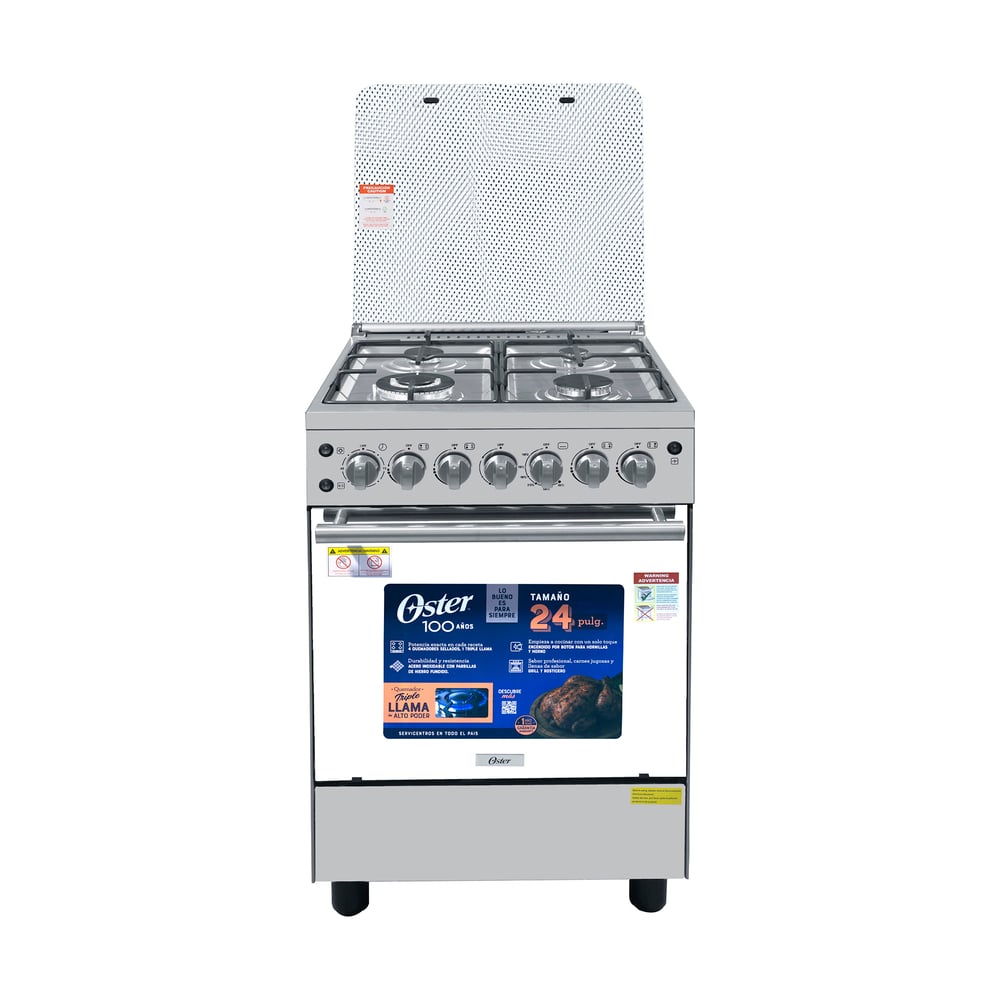 COCINA OSTER OS-PGSGC24041GRISM 24' 4 HORNILLAS PLATEADO - 1