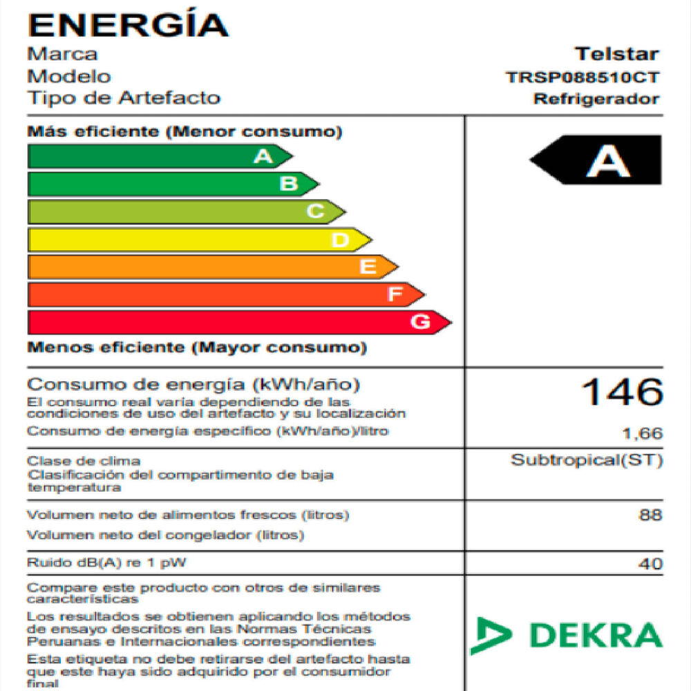 FRIGOBAR TELSTAR TRSP088510CT 88L FROST PLATEADO - 2
