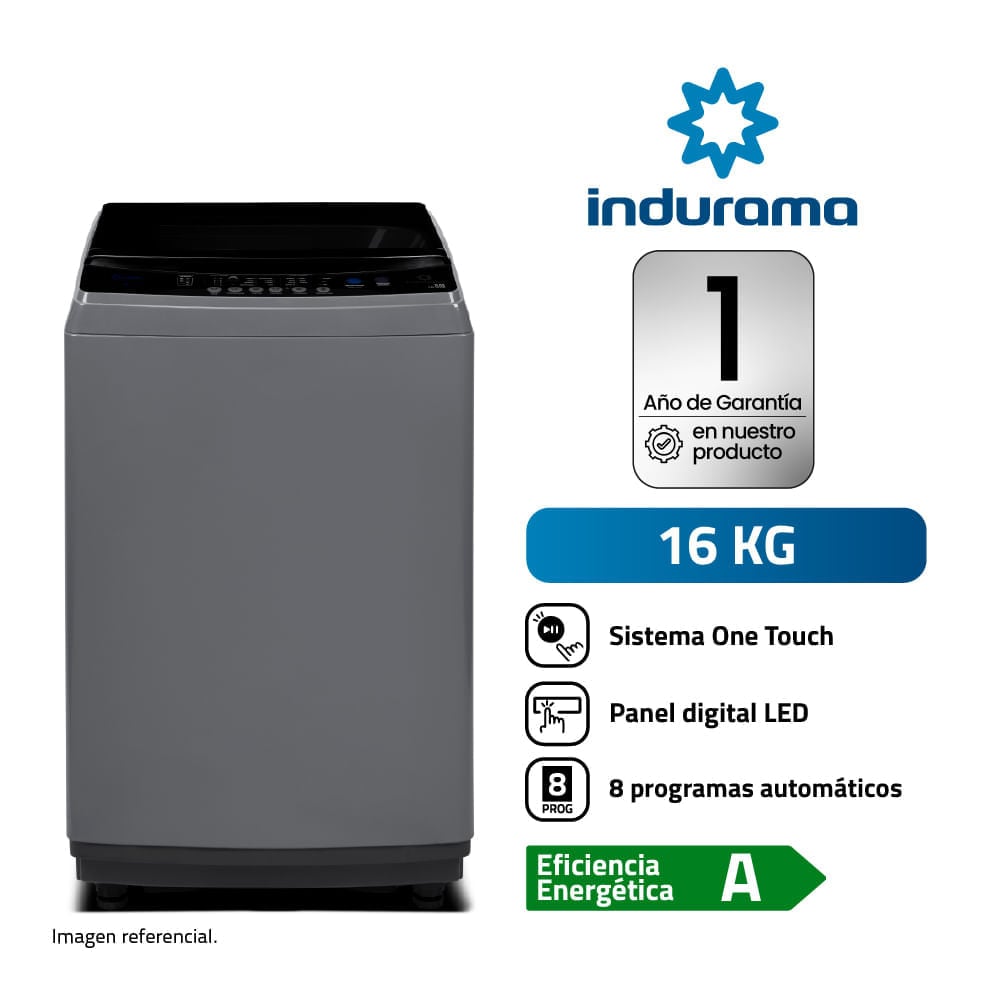 LAVADORA AUTOMÁTICA INDURAMA LRI-16DGR 16KG GRIS - 1