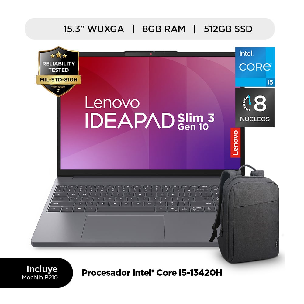 LAPTOP LENOVO IDEAPAD SLIM 3I CORE I5-13420H 15.3' 512GB SSD 8GB RAM - 2