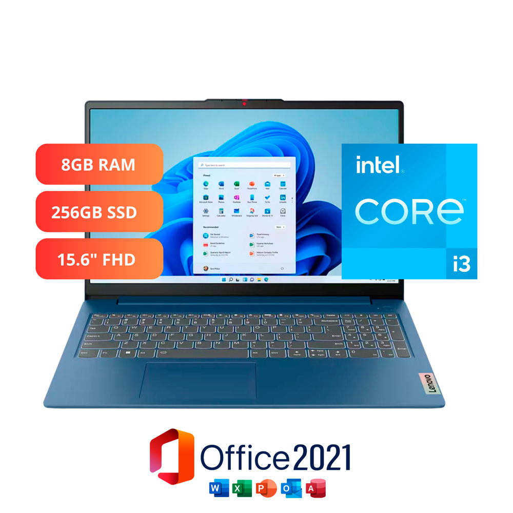 LAPTOP LENOVO IDEAPAD SLIM 3 15.6' INTEL CORE I3-N305 256GB SSD 8GB RAM INTEL UHD GRAPHICS WINDOWS 11BLUE - 2