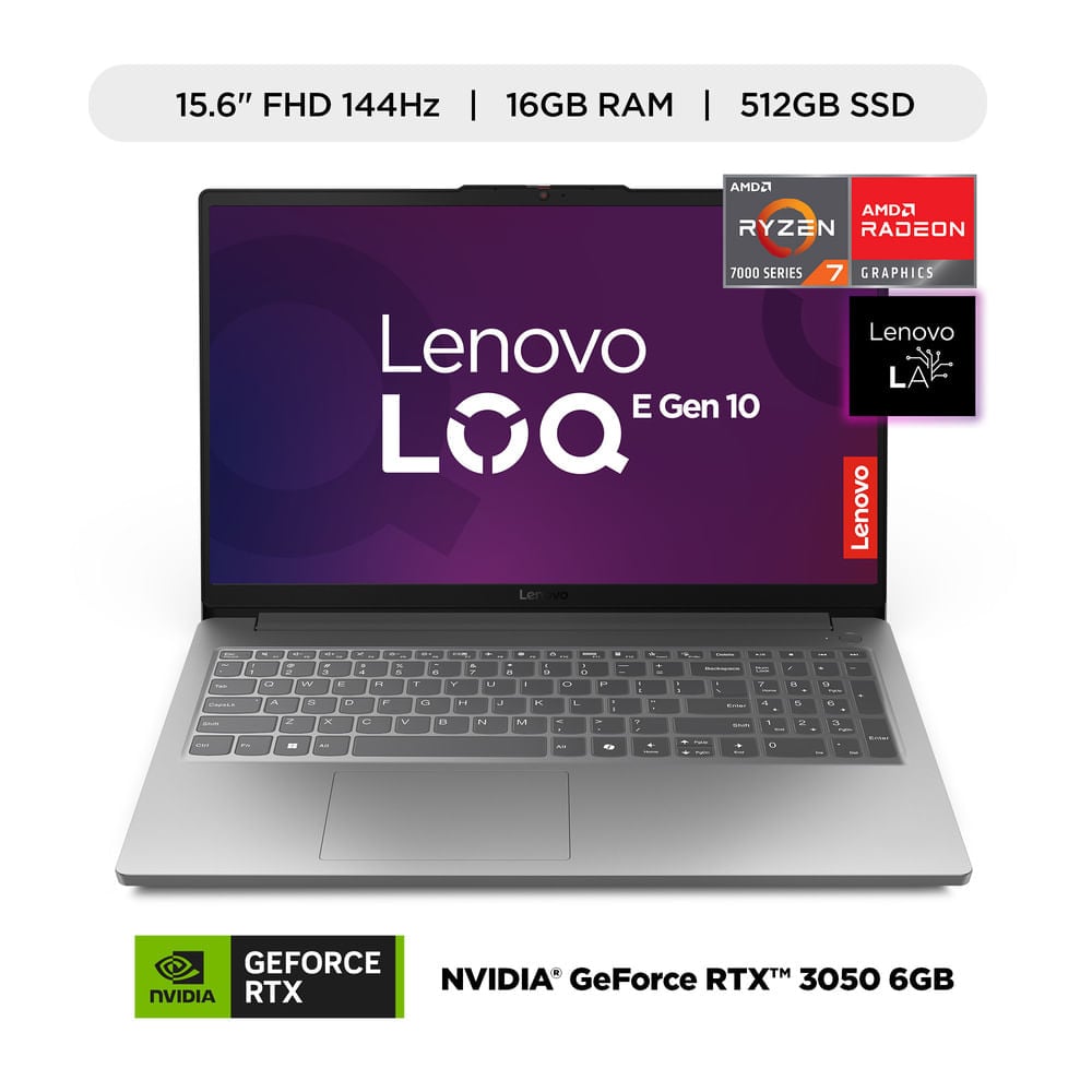 LAPTOP GAMER LENOVO LOQ ESSENTIAL 15.6' AMD RYZEN 7 512GB SSD 16GB RAM NVIDIA GEFORCE RTX 3050 6GB WINDOWS 11 HOME LUNA GREY - 2