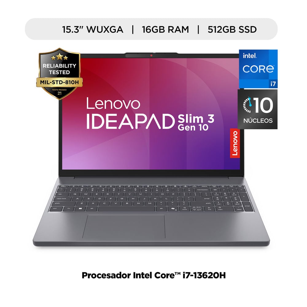 LAPTOP LENOVO IDEAPAD SLIM 3 15.3' CORE I7 512GB SSD 16GB RAM INTEL GRAPHICS WINDOWS HOME GRIS - 2