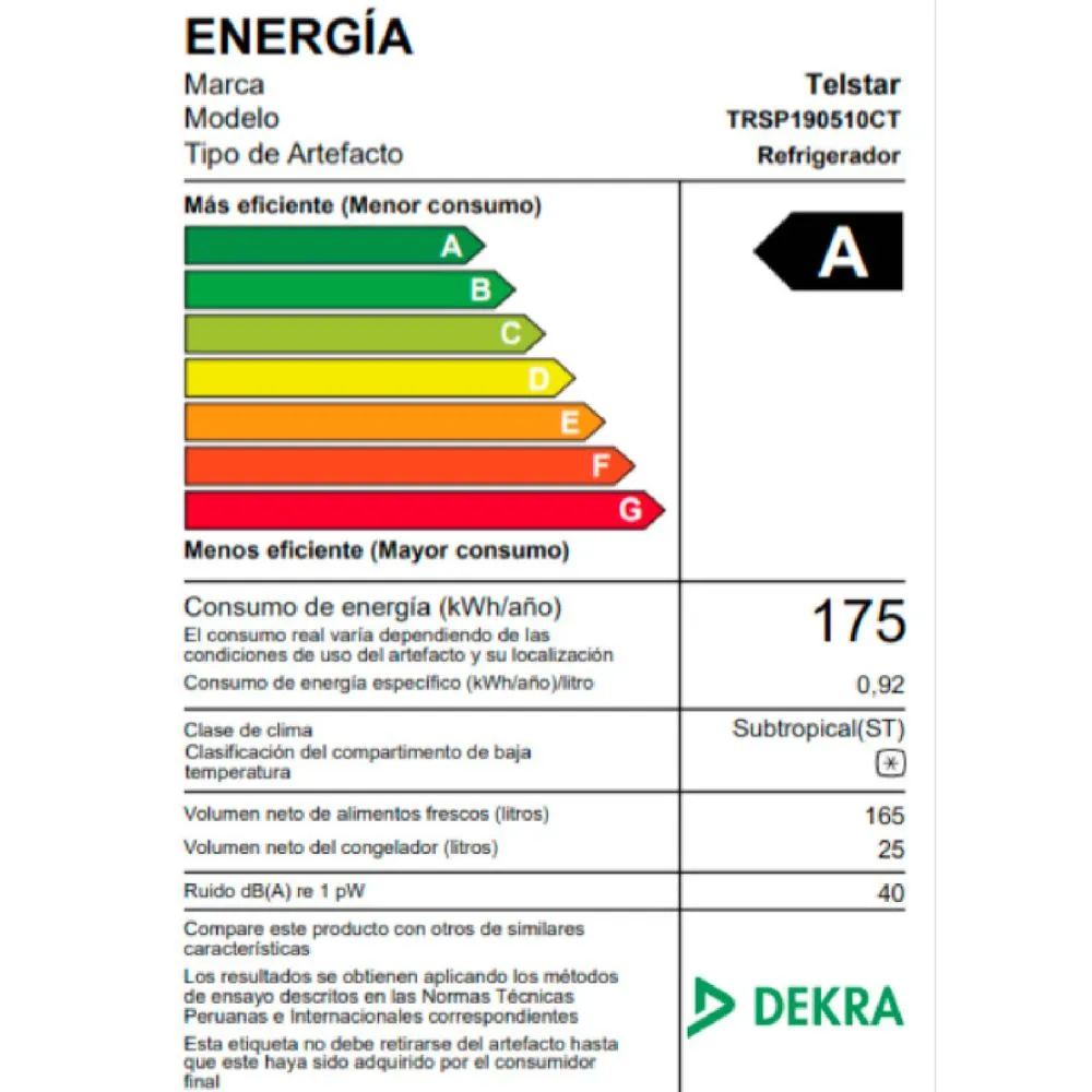 REFRIGERADORA TELSTAR TRSP190510CT 190L FROST PLATEADO - 2