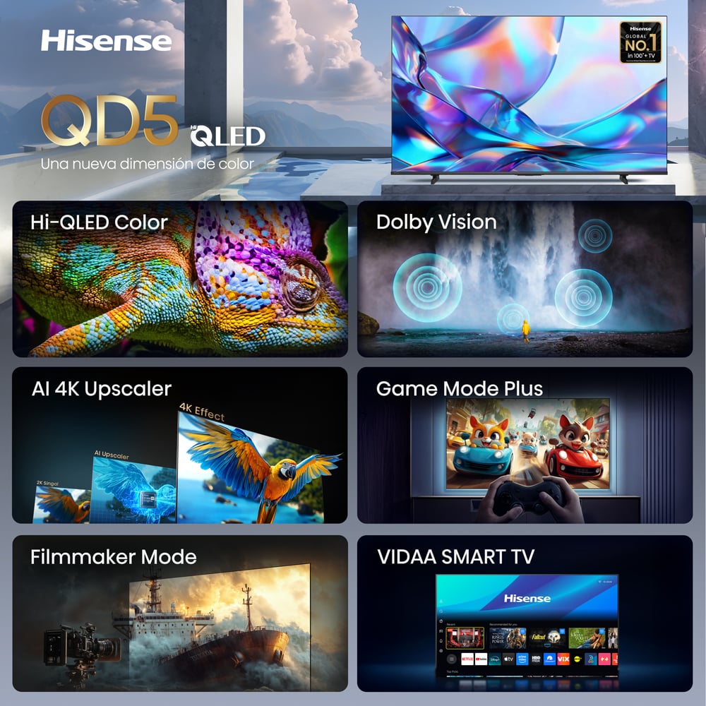 TELEVISOR SMART HISENSE 55' 4K UHD HI-QLED VIDAA 55QD5SV 2026 - 5