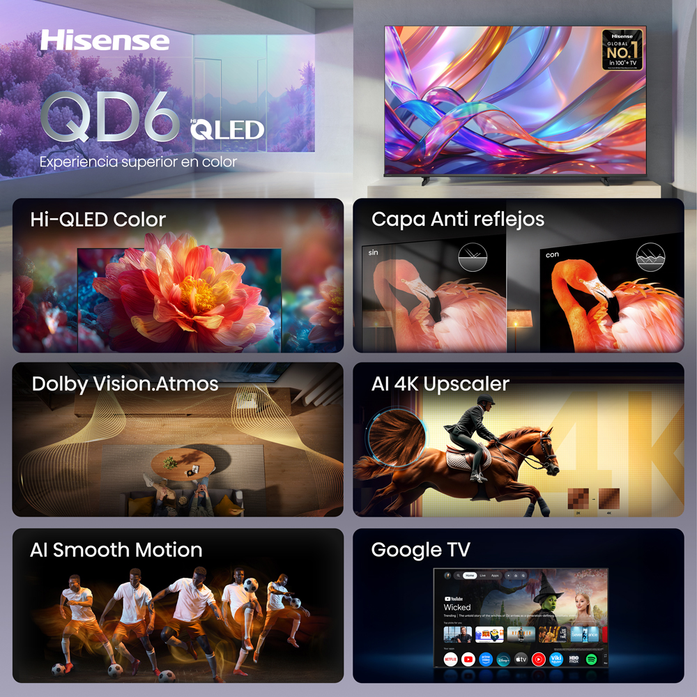 TELEVISOR SMART 4K UHD 75 PULGADAS HISENSE HI-QLED 75QD68SG 2026 - 5