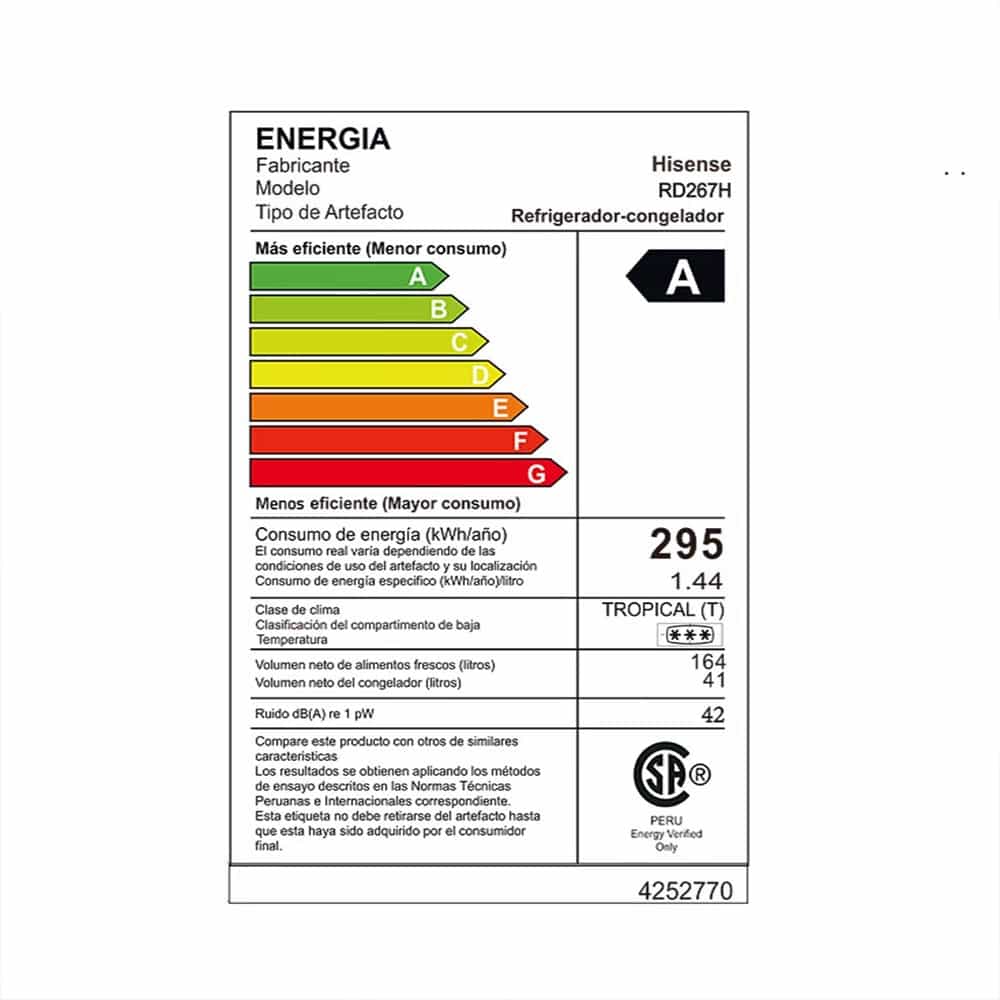 REFRIGERADORA HISENSE 205L RD267H C/D GRIS - 6