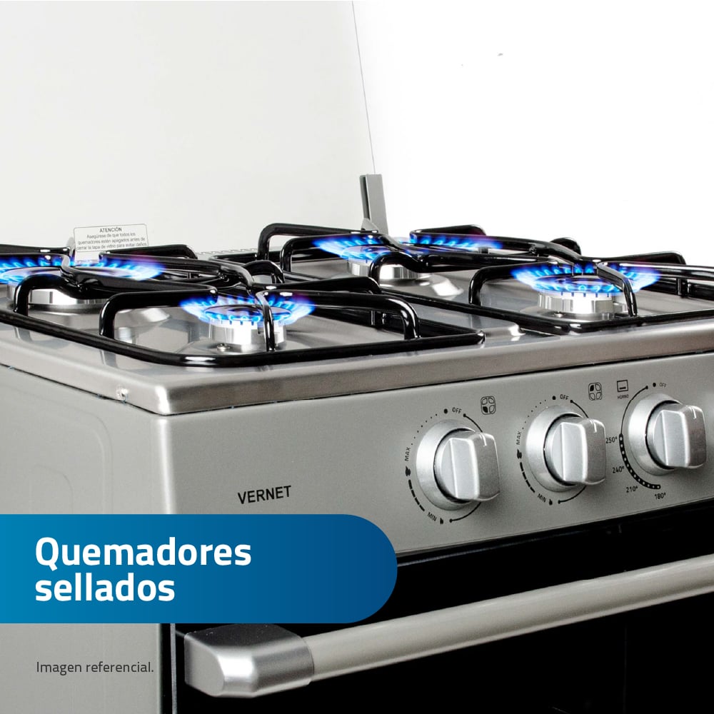 COCINA INDURAMA VERNET 24' GRIS 4 HORNILLAS - 2