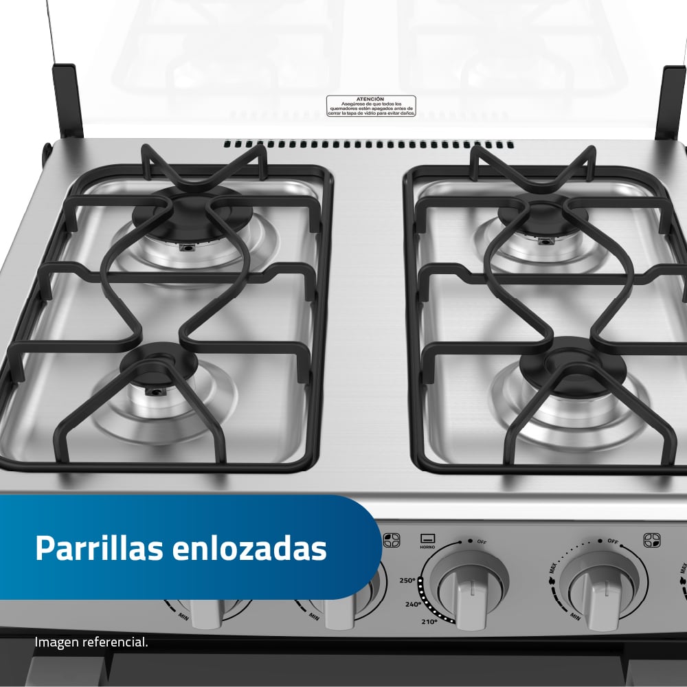 COCINA INDURAMA VERNET 24' GRIS 4 HORNILLAS - 3