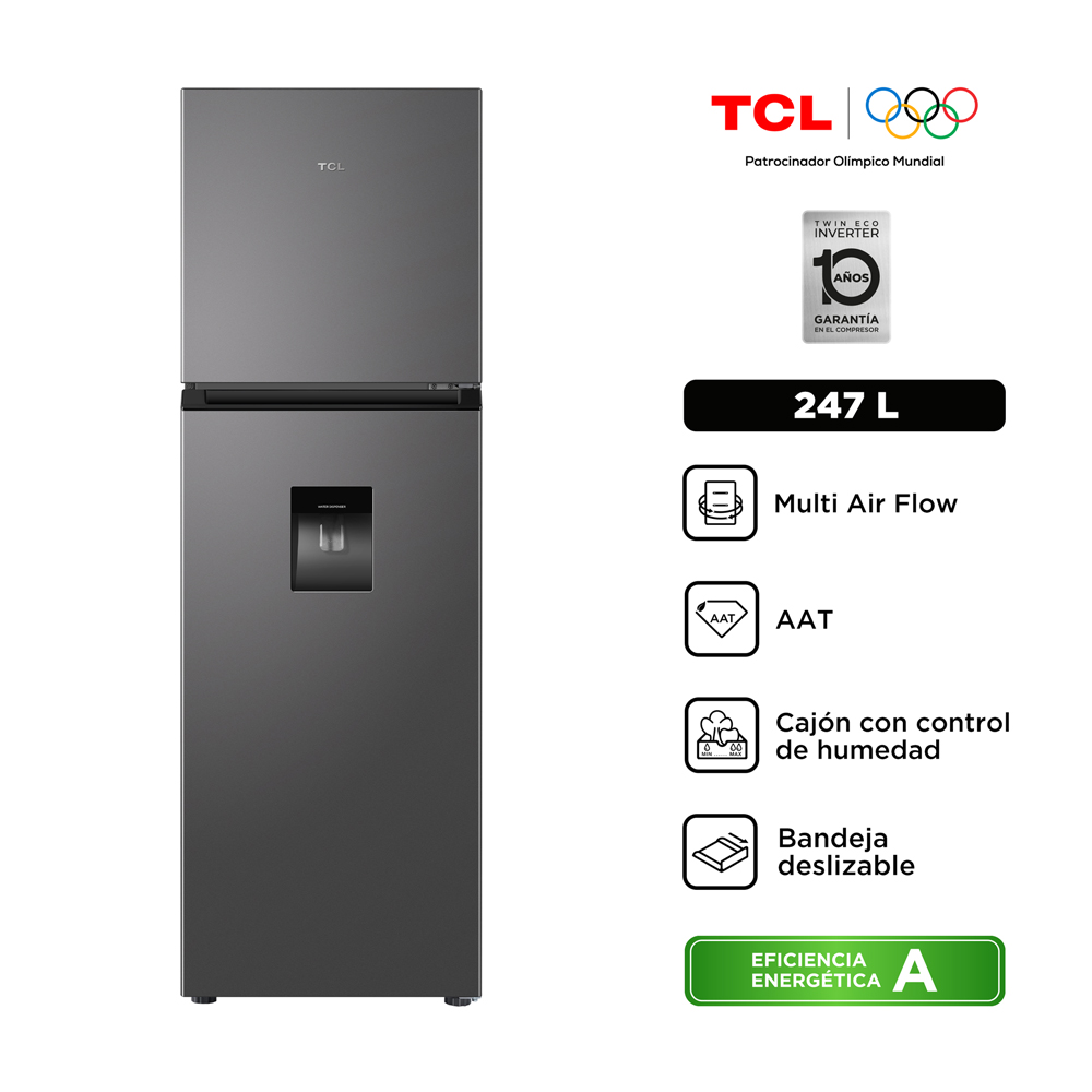 REFRIGERADORA TCL P249TMC 247 L TOP MOUNT GRIS OSCURO - 2