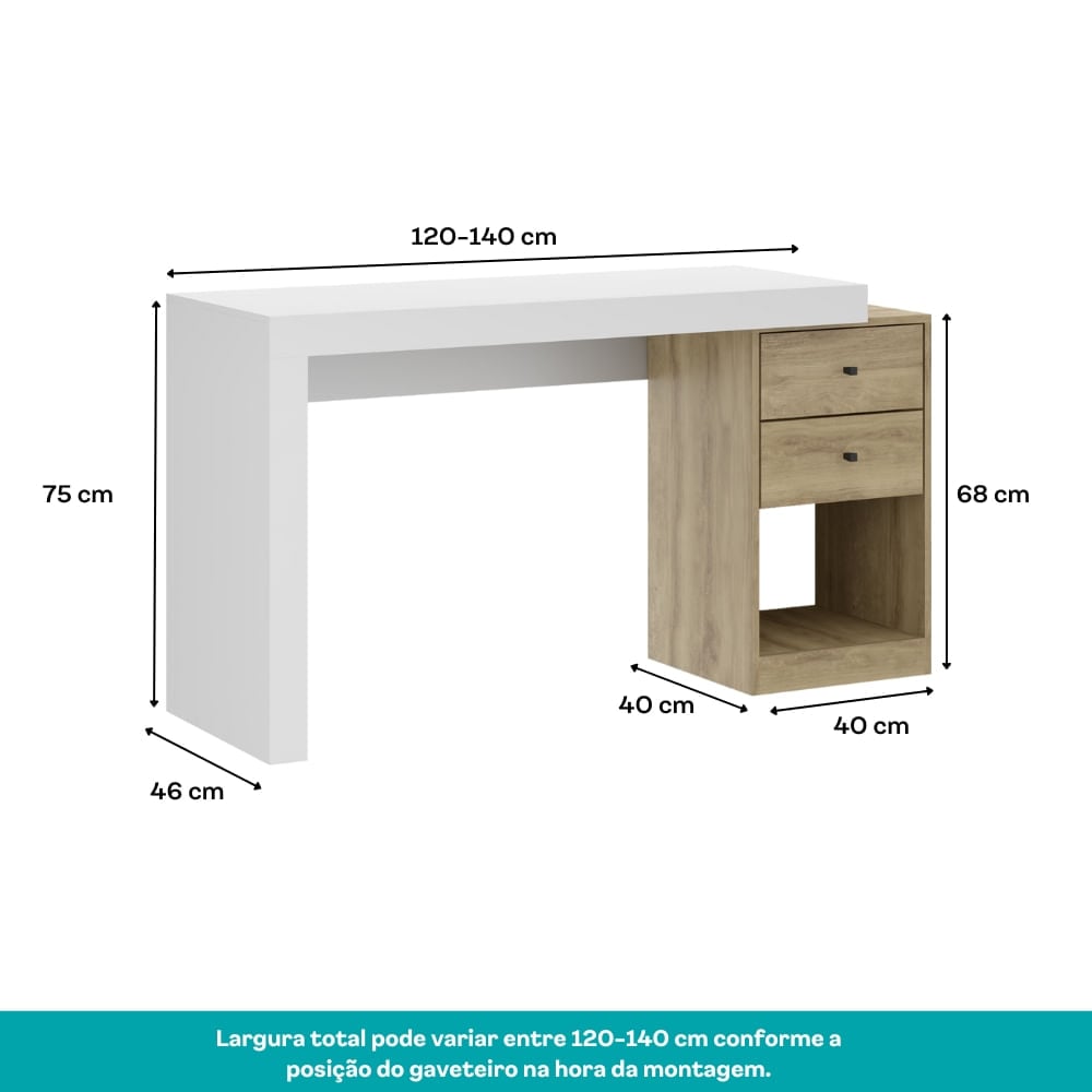 MUEBLE DE ESCRITORIO GAMER CARSA BLANCO/NOCE - 1