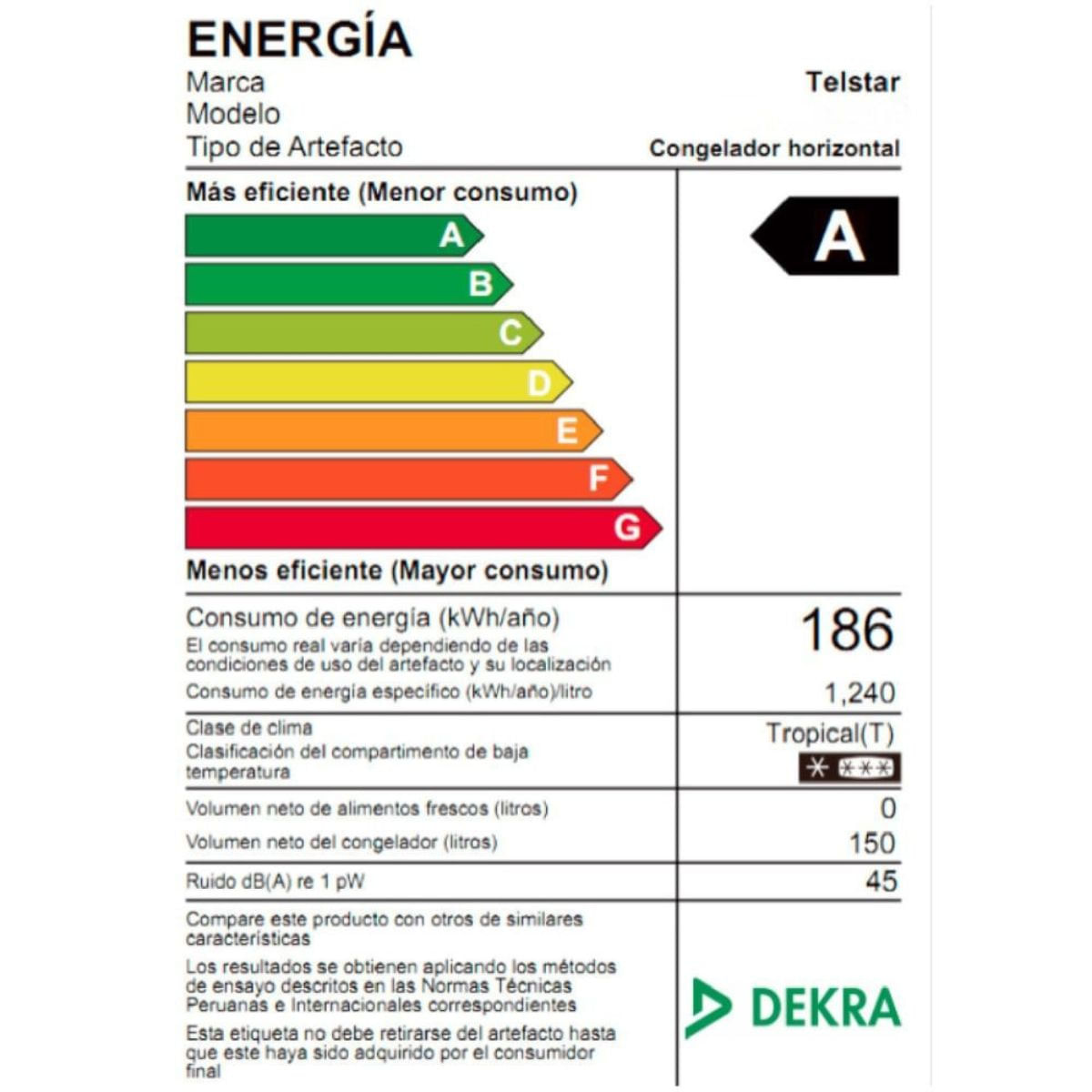CONGELADORA HORIZONTAL TELSTAR TCHP100111CT 150L CON LUZ LED BLANCO - 2