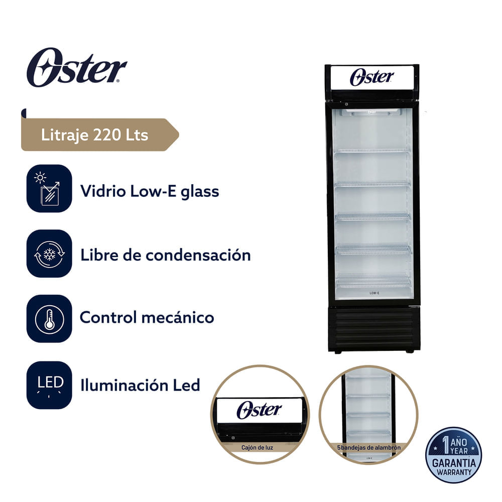 VITRINA EXHIBIDORA OSTER OS-PVSCX220B 220L NEGRO - 2