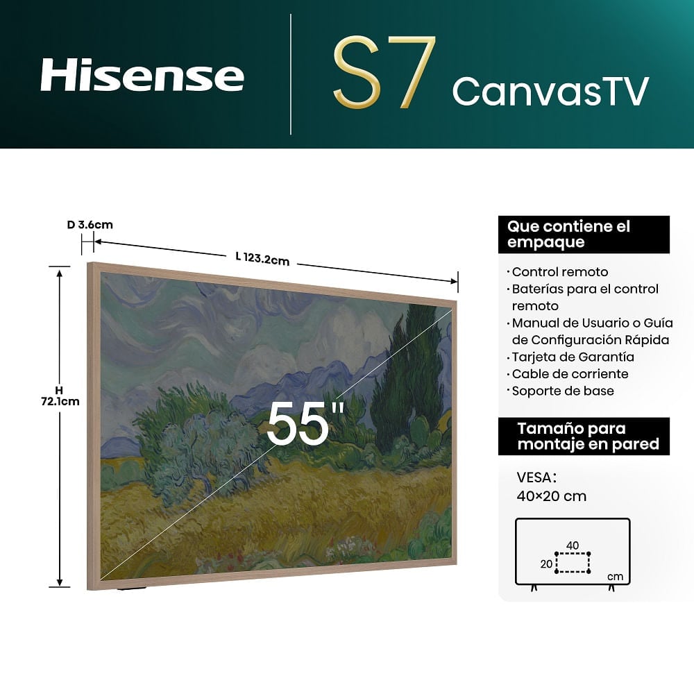 TELEVISOR SMART HISENSE 55' 4K HI-QLED GOOGLE TV 55S7N - 8