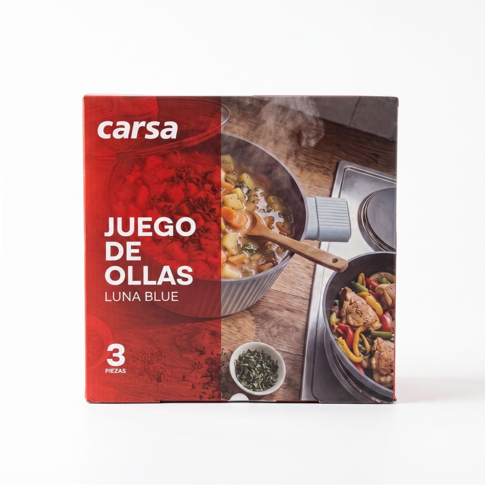 JUEGO DE OLLAS CARSA LUNA BLUE 3 PZS CELESTE - 4