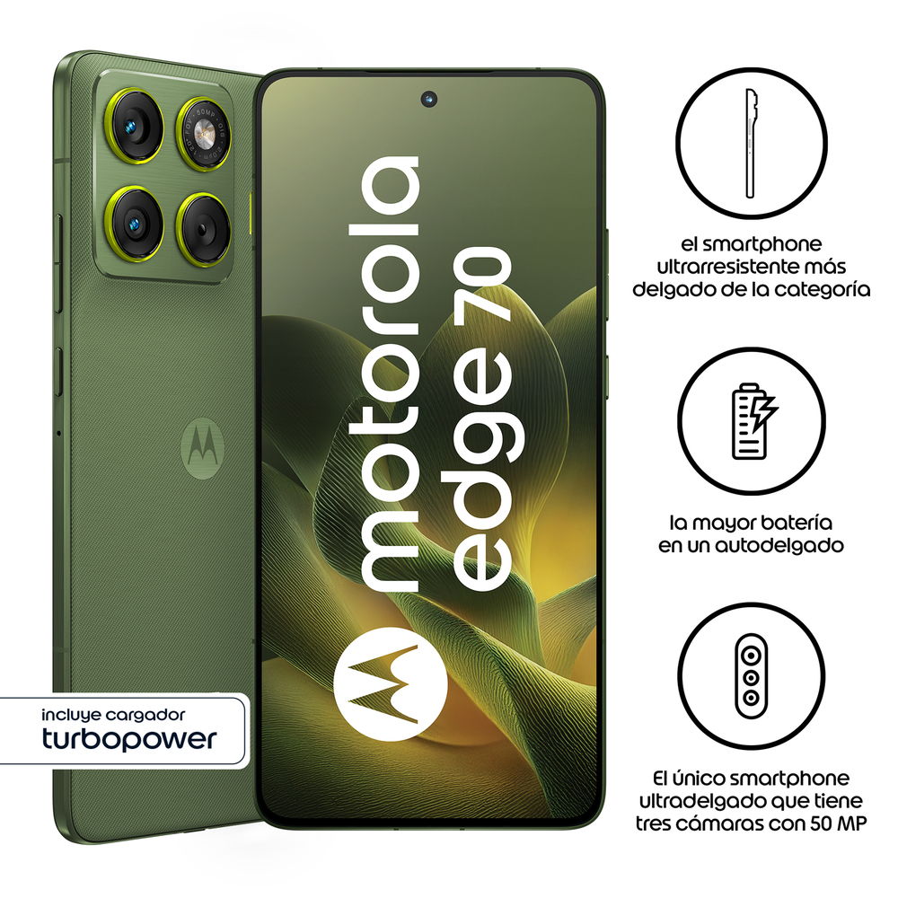 CELULAR MOTOROLA EDGE 70 512GB 12GB RAM 50MP VERDE - 2