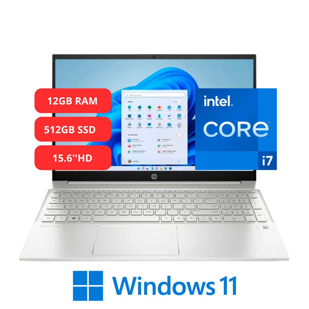 LAPTOP HP BM7B8UA 15.6' INTEL CORE I7-1255U 512GB SSD 12GB RAM WINDOWS 11 PLATEADO - 2