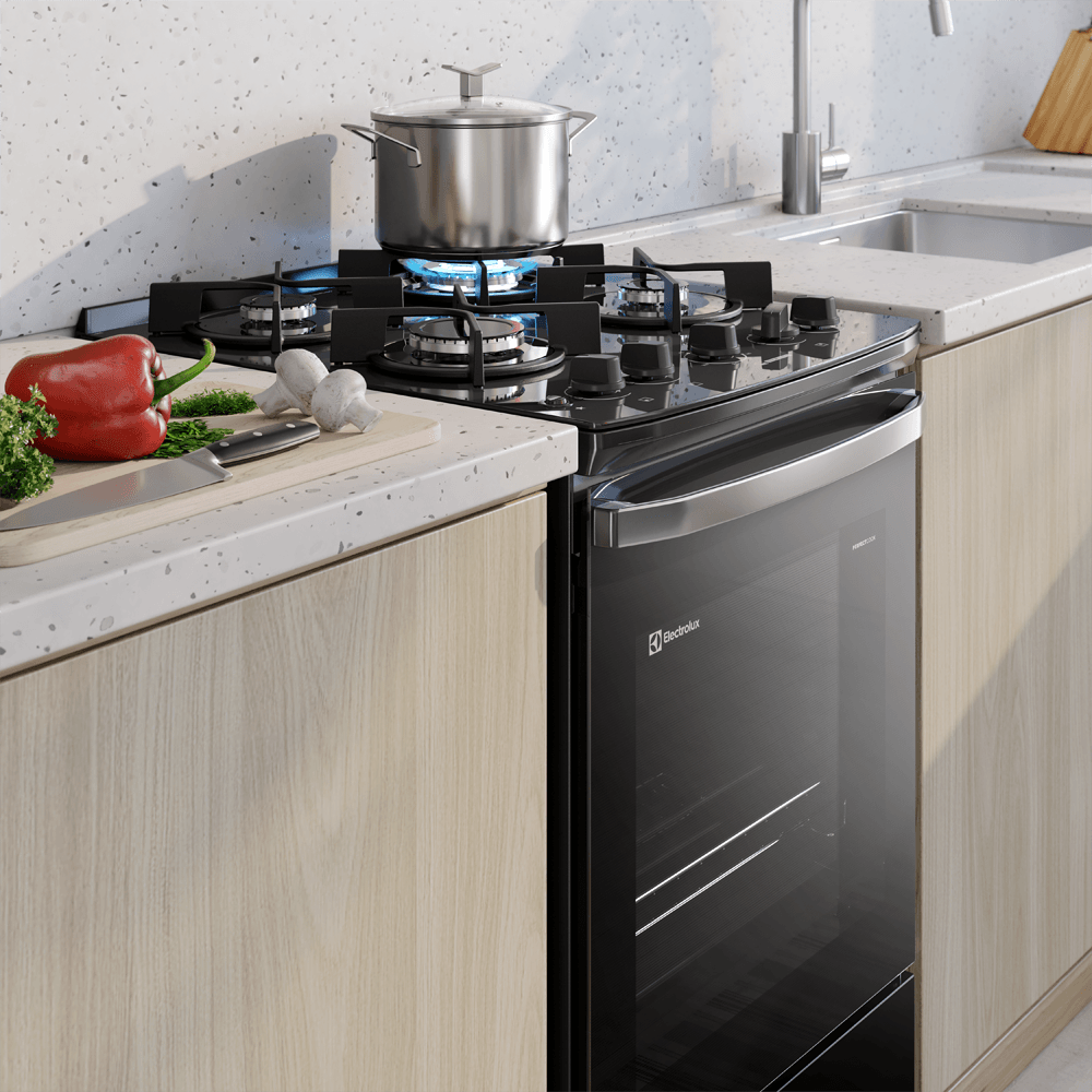 COCINA A GAS ELECTROLUX F4EGB 20' 4 HORNILLAS NEGRO - 3