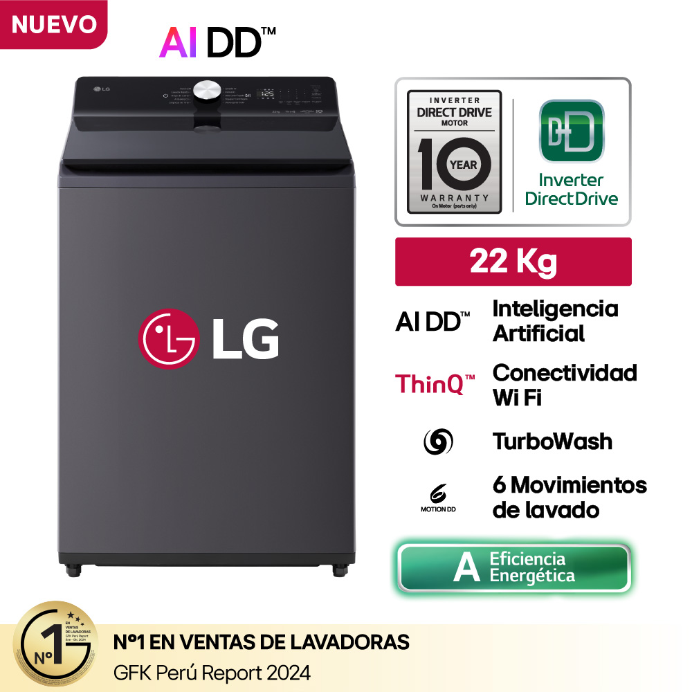 LAVADORA LG WT22EGTX 22 KG CARGA SUPERIOR GRAFITO - 2