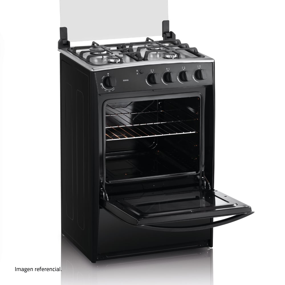 COCINA A GAS INDURAMA SORIA 60 CM 4 HORNILLAS NEGRO - 4