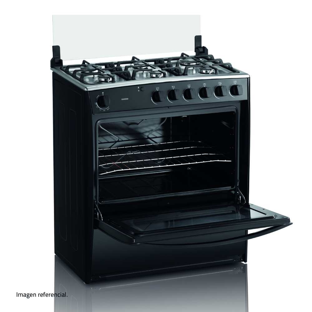 COCINA A GAS INDURAMA OVIEDO 80 CM 6 HORNILLAS NEGRO - 3