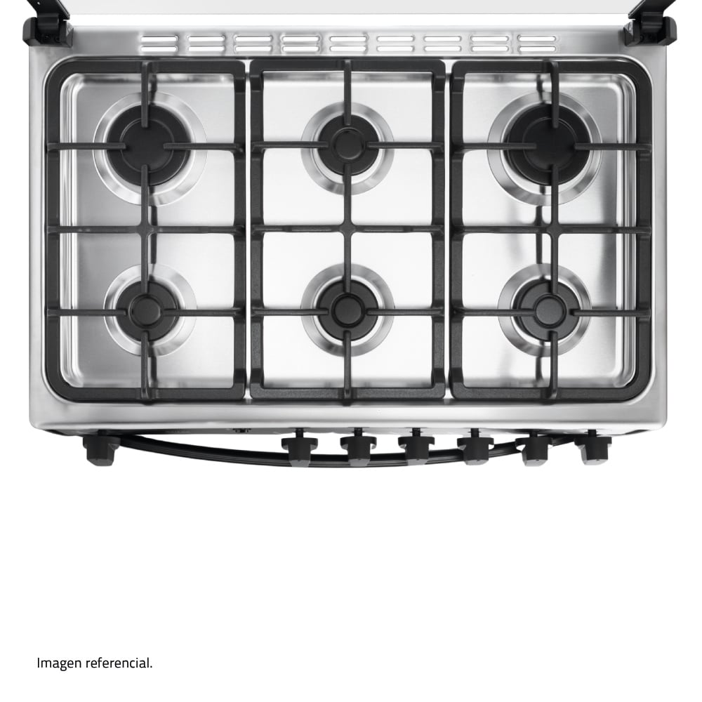 COCINA A GAS INDURAMA OVIEDO 80 CM 6 HORNILLAS NEGRO - 5