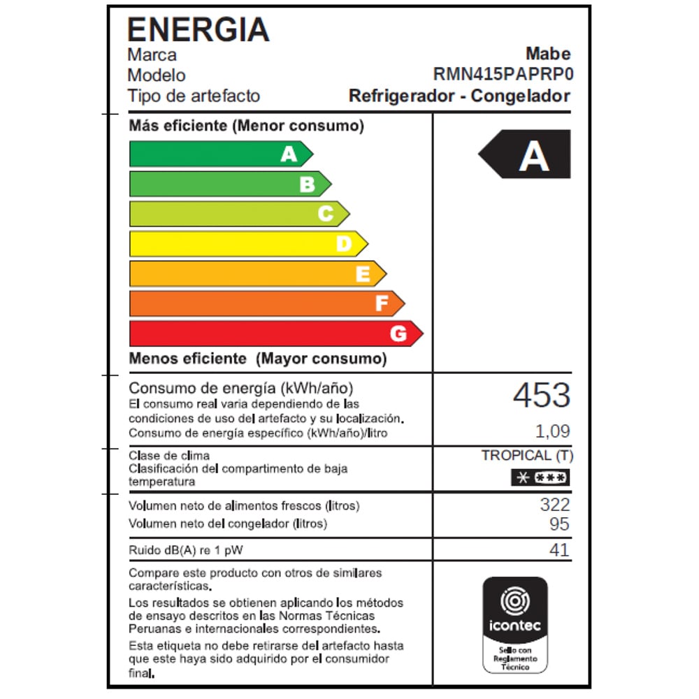 REFRIGERADORA MABE RMN415PAPRP0 417L NO FROST NEGRO - 5