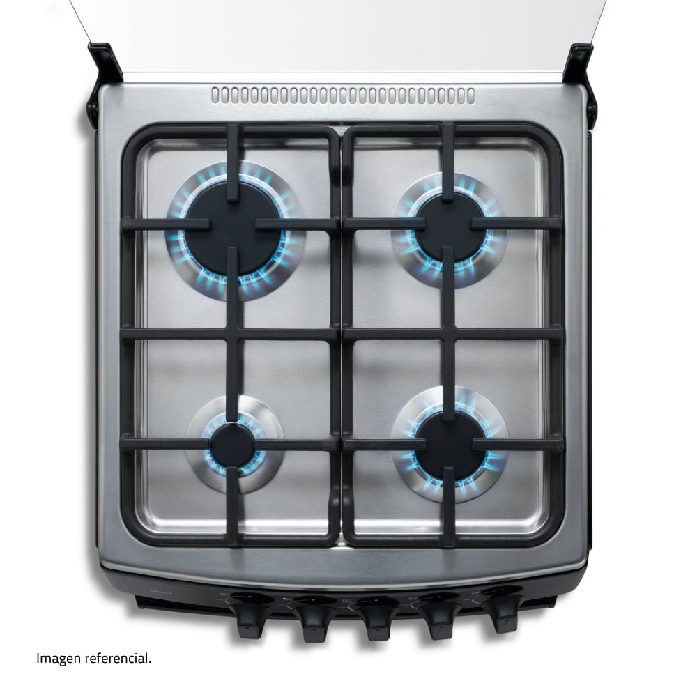 COCINA A GAS INDURAMA CANELA 50 CM 4 HORNILLAS NEGRO - 4