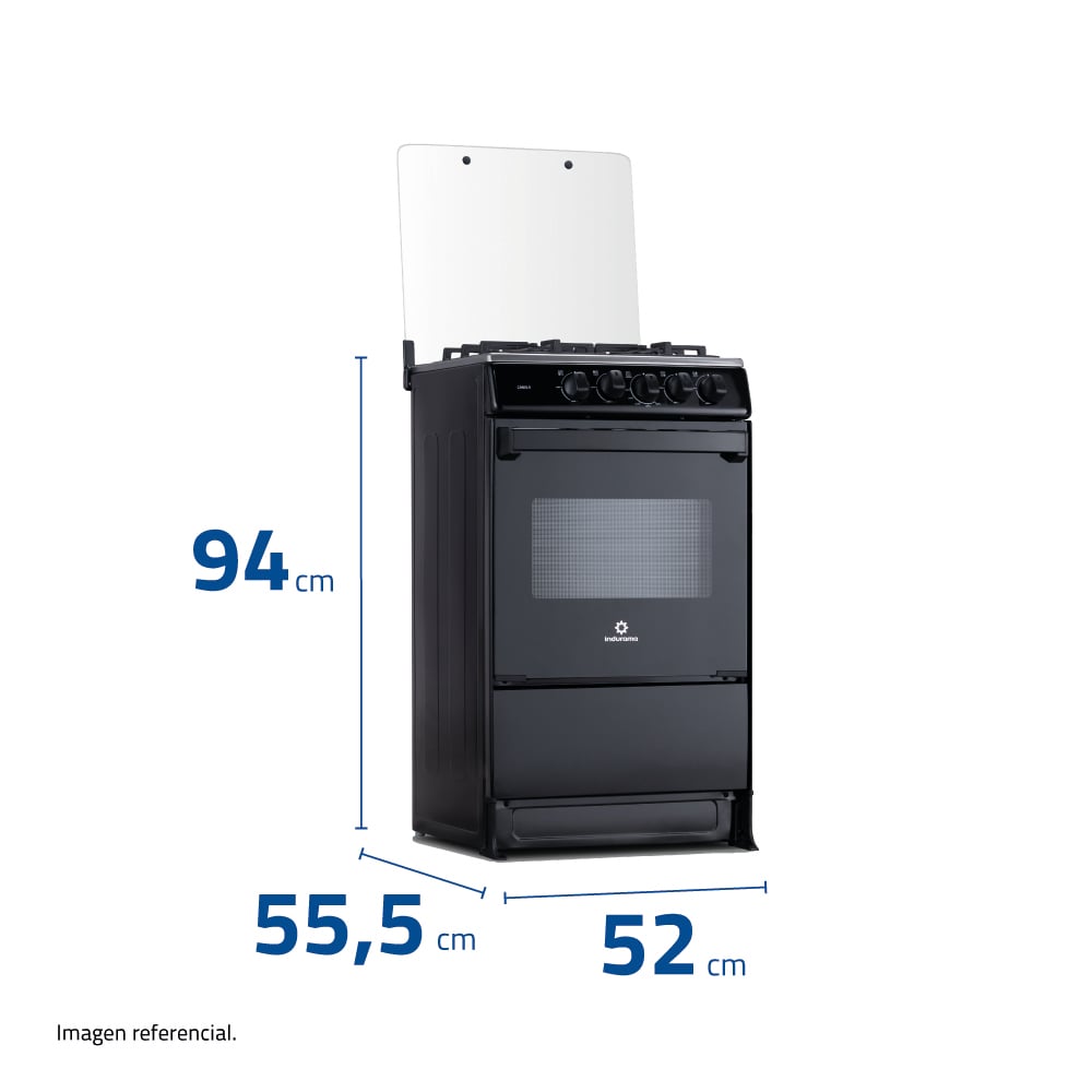 COCINA A GAS INDURAMA CANELA 50 CM 4 HORNILLAS NEGRO - 5